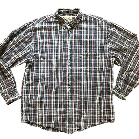 VTG EDDIE BAUER Long Sleeve Button Down Plaid Shirt SZ XL TALL - Picture 9 of 9